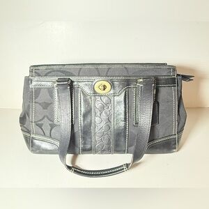 COACH Black Hampton Caryall Signature C Satchel Bag